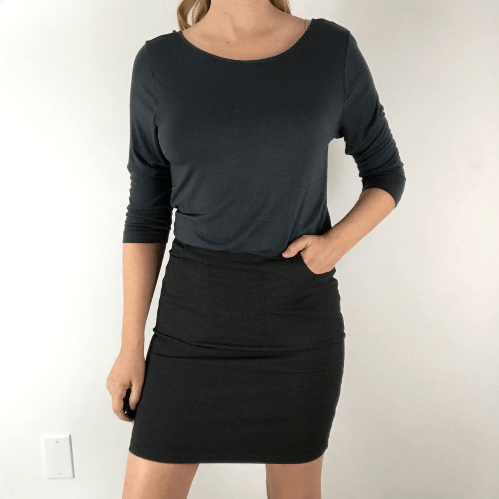 New Betabrand Gray Black Business Class Blouson Dress XXLarge